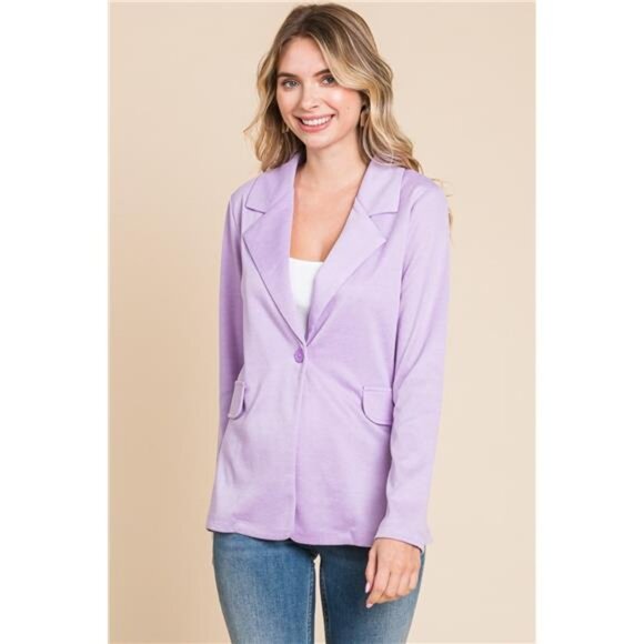 NWT Culture Code Button Up Long Sleeve Slit Blazer in Orchid - Picture 3 of 4